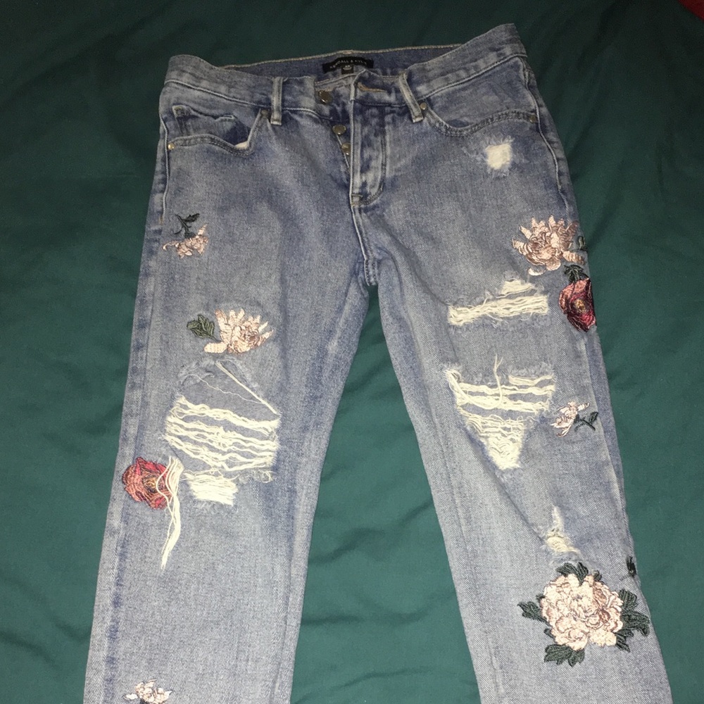 Kendall and Kylie floral ripped jeans